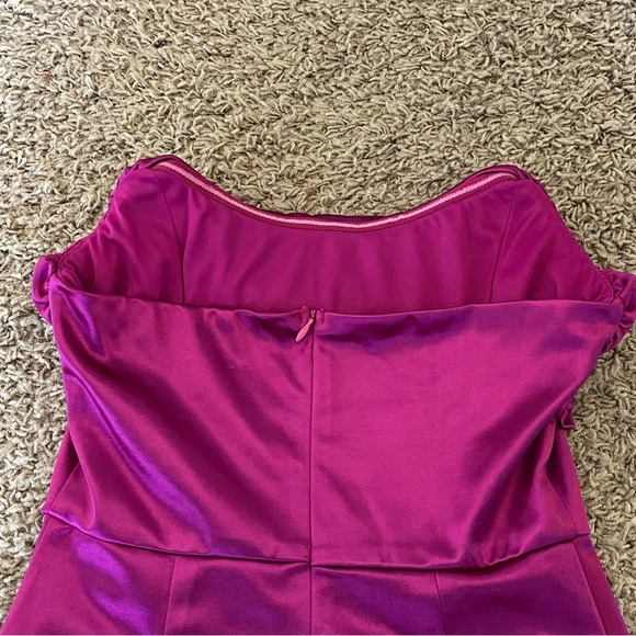 Blue Blush Fuchsia Satin Strapless Bodycon Dress - Picture 3 of 4